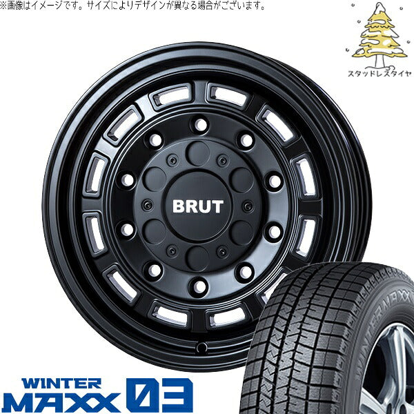 ダンロップ ウィンターマックス03 195/60R16 ＋ ブルート BR-70 ミリタリーブラック 16インチ 6.5J +30 5H100P スタッドレス・ホイール4本セット。1枚目。