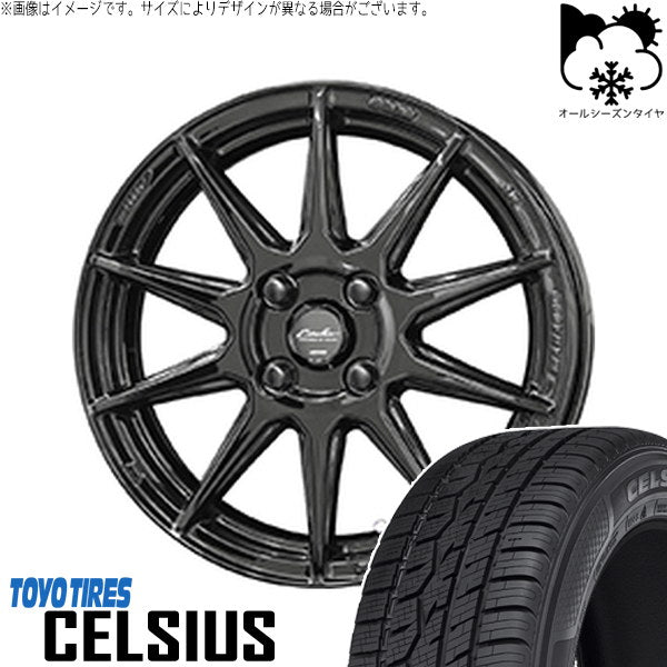 トーヨータイヤ セルシアス 185/60R15 ＋ サーキュラー C10R グロスブラック 15インチ 5.5J +45 4H100P オールシーズン・ホイール4本セット。1枚目。
