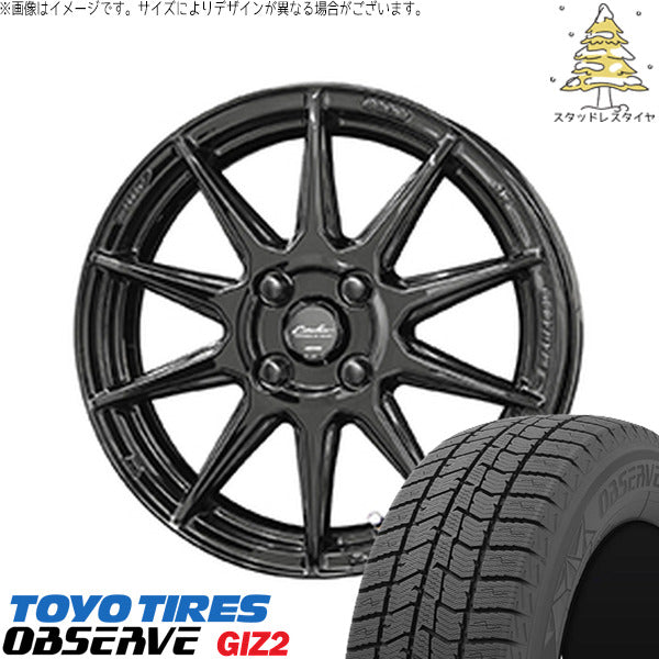 トーヨータイヤ OBSERVE 195/65R15 ＋ サーキュラー C10R グロスブラック 15インチ 5.5J +45 4H100P スタッドレス・ホイール4本セット。1枚目。