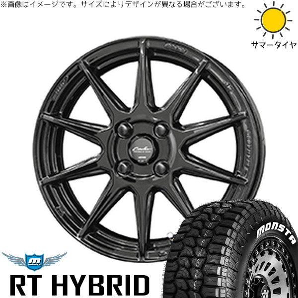 モンスタタイヤ RT ハイブリッド 155/65R14 ＋ サーキュラー C10R グロスブラック 14インチ 4.5J +45 4H100P サマー・ホイール4本セット。1枚目。