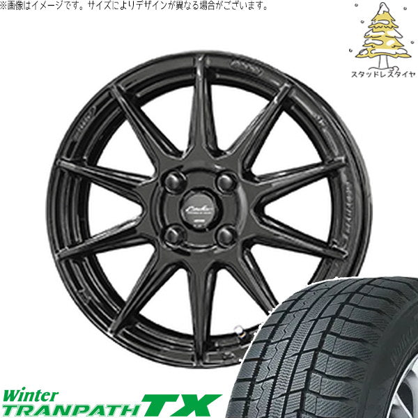 トーヨータイヤ ウィンタートランパス TX 165/65R14 ＋ サーキュラー C10R グロスブラック 14インチ 4.5J +45 4H100P スタッドレス・ホイール4本セット。1枚目。