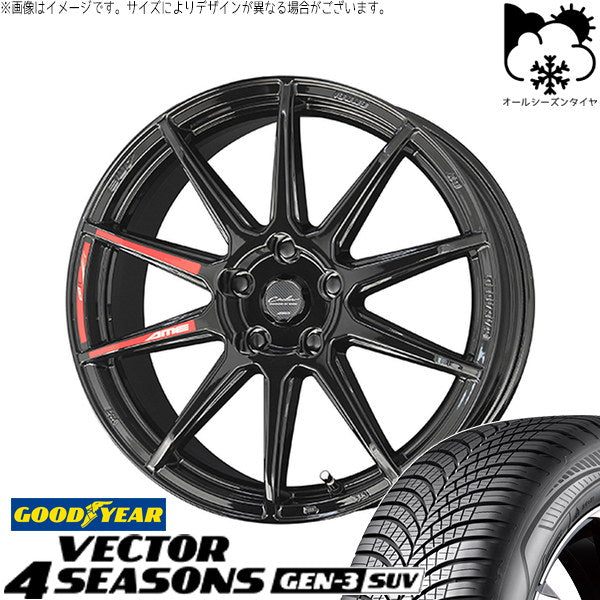 グッドイヤー ベクター4シーズンズ GEN-3 SUV 225/65R17 ＋ サーキュラー C10R グロスブラック 17インチ 7.0J +53 5H114.3P オールシーズン・ホイール4本セット。1枚目。