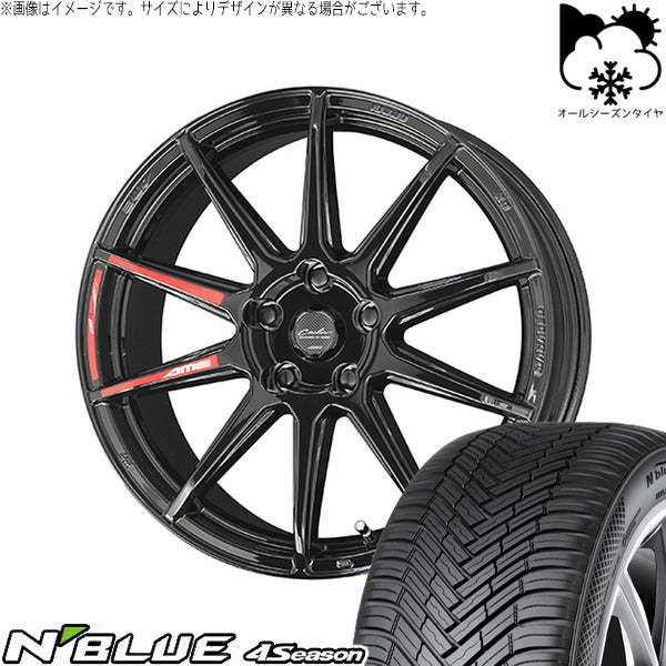ネクセン エヌブルー 4シーズン 225/40R18 ＋ サーキュラー C10R グロスブラック 18インチ 8.0J +40 5H114.3P オールシーズン・ホイール4本セット。1枚目。