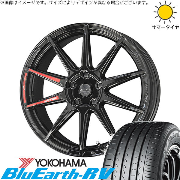 ヨコハマタイヤ ブルーアース RV03 225/55R17 ＋ サーキュラー C10R グロスブラック 17インチ 7.0J +53 5H114.3P サマー・ホイール4本セット。1枚目。