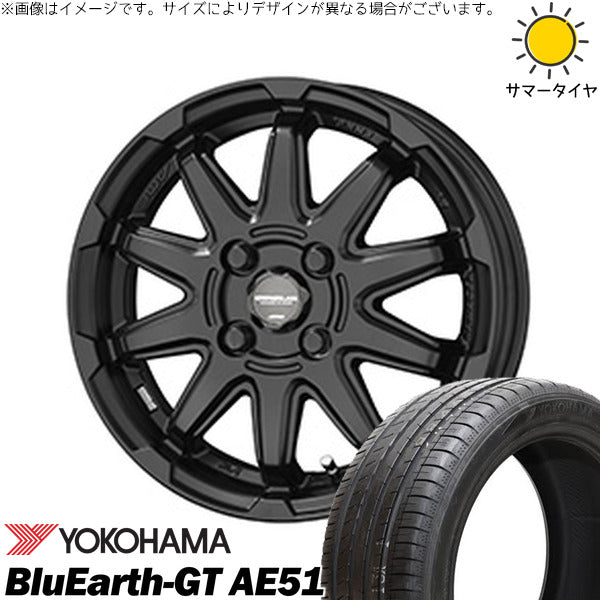ヨコハマタイヤ ブルーアースGT AE51 195/55R16 ＋ サーキュラー C10S マットブラック 16インチ 6.0J +40 4H100P サマー・ホイール4本セット。1枚目。