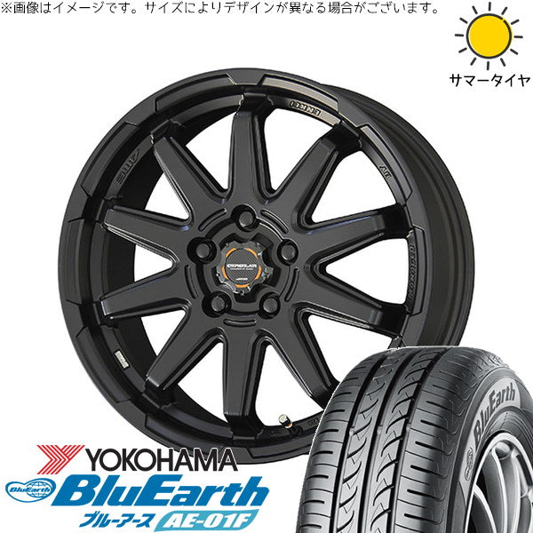ヨコハマタイヤ ブルーアース AE01F 205/55R16 ＋ サーキュラー C10S マットブラック 16インチ 6.5J +38 5H114.3P サマー・ホイール4本セット。1枚目。