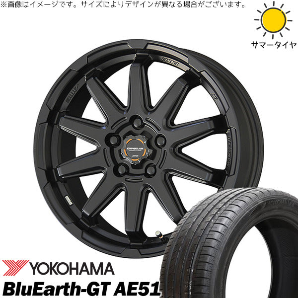 ヨコハマタイヤ ブルーアースGT AE51 205/55R16 ＋ サーキュラー C10S マットブラック 16インチ 6.5J +38 5H114.3P サマー・ホイール4本セット。1枚目。