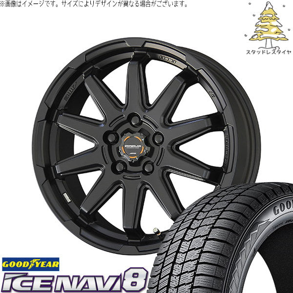 グッドイヤー アイスナビ8 225/60R17 ＋ サーキュラー C10S マットブラック 17インチ 7.0J +38 5H114.3P スタッドレス・ホイール4本セット。1枚目。