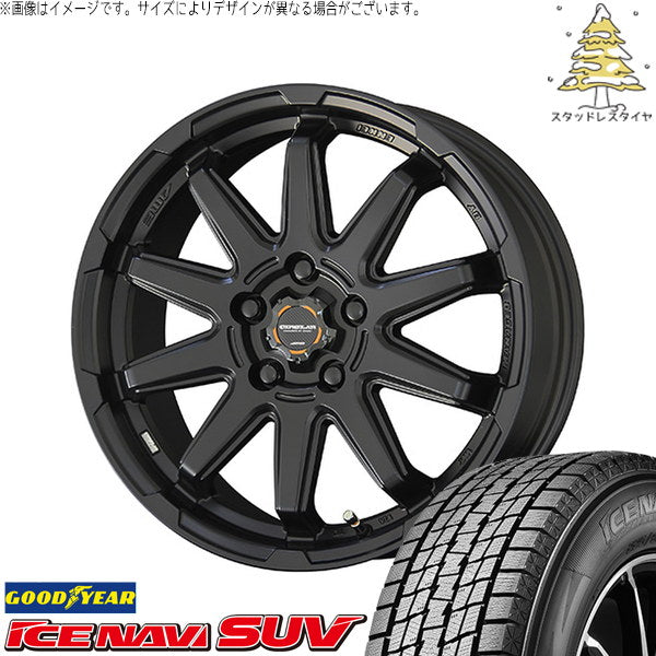 グッドイヤー アイスナビ SUV 225/60R17 ＋ サーキュラー C10S マットブラック 17インチ 7.0J +38 5H114.3P スタッドレス・ホイール4本セット。1枚目。