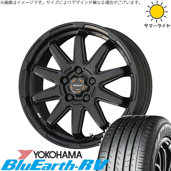 ヨコハマタイヤ ブルーアース RV03 205/55R16 ＋ サーキュラー C10S マットブラック 16インチ 6.5J +38 5H114.3P サマー・ホイール4本セット。1枚目。