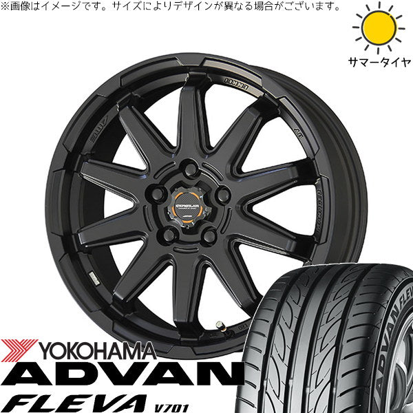 ヨコハマタイヤ アドバン フレバ V701 205/55R16 ＋ サーキュラー C10S マットブラック 16インチ 6.5J +38 5H114.3P サマー・ホイール4本セット。1枚目。