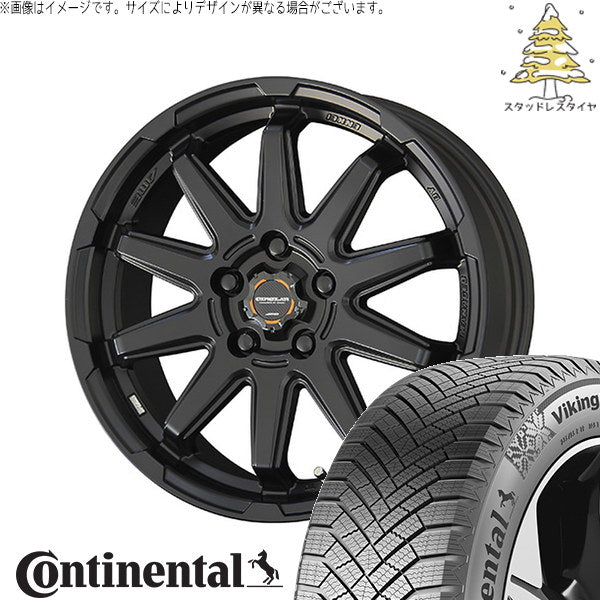 コンチネンタル バイキングコンタクト8 225/55R17 ＋ サーキュラー C10S マットブラック 17インチ 7.0J +48 5H114.3P スタッドレス・ホイール4本セット。1枚目。