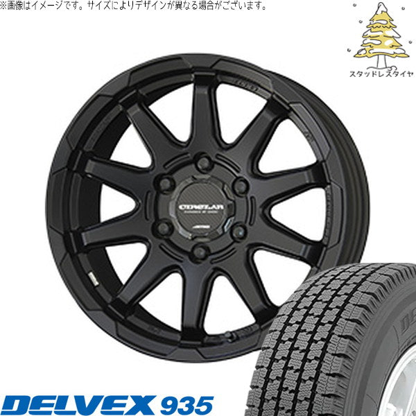トーヨータイヤ デルベックス 935 195/80R15 ＋ サーキュラー C10X マットブラック 15インチ 6.0J +33 6H139.7P スタッドレス・ホイール4本セット。1枚目。