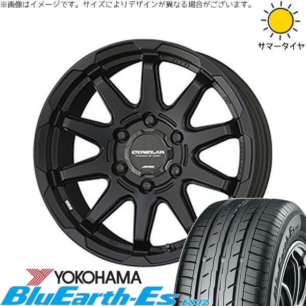 ヨコハマタイヤ ブルーアース ES32 215/70R15 ＋ サーキュラー C10X マットブラック 15インチ 6.0J +33 6H139.7P サマー・ホイール4本セット。1枚目。