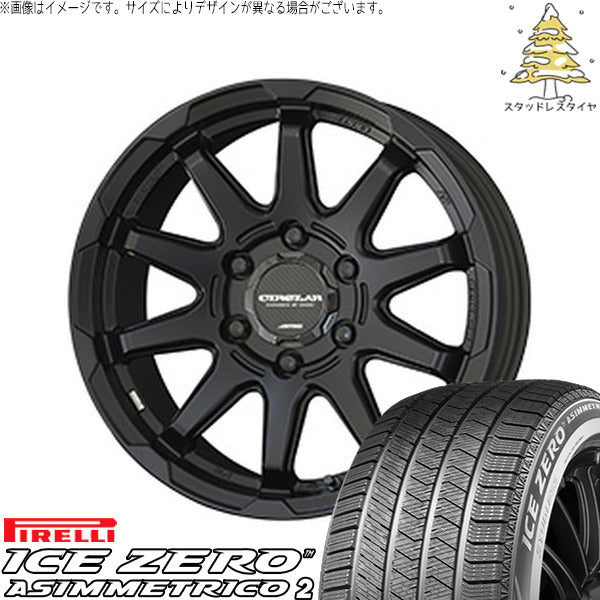 ピレリ アイスゼロアシンメトリコ2 215/65R16 ＋ サーキュラー C10X マットブラック 16インチ 6.5J +38 6H139.7P スタッドレス・ホイール4本セット。1枚目。