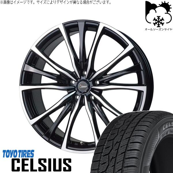 トーヨータイヤ セルシアス 225/55R18 ＋ クロノス CH-110 メタリックブラックポリッシュ 18インチ 7.5J +38 5H114.3P オールシーズン・ホイール4本セット。1枚目。