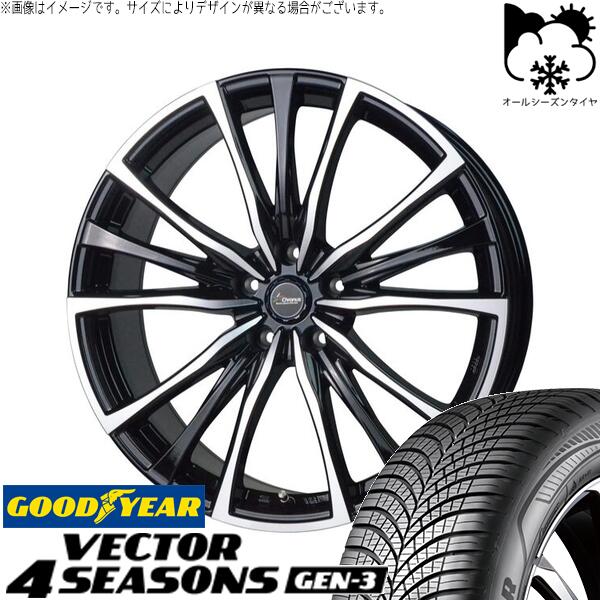 グッドイヤー ベクター4シーズンズ GEN-3 215/55R17 ＋ クロノス CH-110 メタリックブラックポリッシュ 17インチ 7J +55 5H114.3P オールシーズン・ホイール4本セット。1枚目。