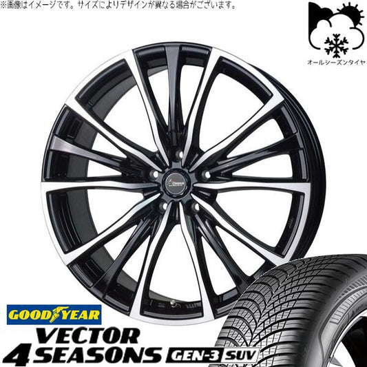 グッドイヤー ベクター4シーズンズ GEN-3 SUV 225/60R17 ＋ クロノス CH-110 メタリックブラックポリッシュ 17インチ 7J +55 5H114.3P オールシーズン・ホイール4本セット。1枚目。
