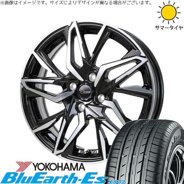 ヨコハマタイヤ ブルーアース ES32 185/60R16 ＋ クロノス CH-112 メタリックブラックポリッシュ 16インチ 6J +45 4H100P サマー・ホイール4本セット。1枚目。