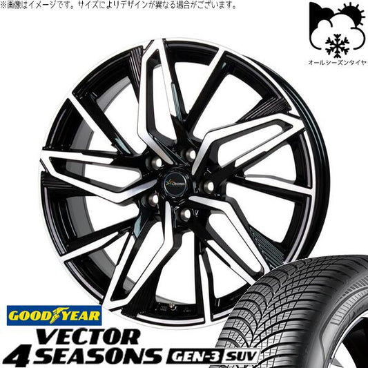 グッドイヤー ベクター4シーズンズ GEN-3 SUV 235/55R19 ＋ クロノス CH-112 メタリックブラックポリッシュ 19インチ 8J +35 5H114.3P オールシーズン・ホイール4本セット。1枚目。