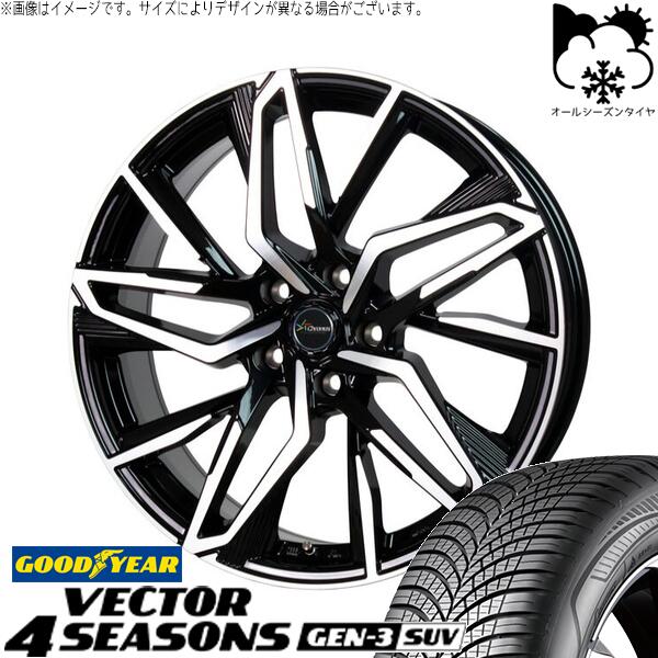 グッドイヤー ベクター4シーズンズ GEN-3 SUV 225/60R17 ＋ クロノス CH-112 メタリックブラックポリッシュ 17インチ 7J +55 5H114.3P オールシーズン・ホイール4本セット。1枚目。