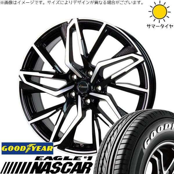 グッドイヤー イーグル ナスカー 215/60R17 ＋ クロノス CH-112 メタリックブラックポリッシュ 17インチ 7J +55 5H114.3P サマー・ホイール4本セット。1枚目。
