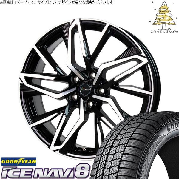 グッドイヤー アイスナビ8 215/60R17 ＋ クロノス CH-112 メタリックブラックポリッシュ 17インチ 7J +48 5H114.3P スタッドレス・ホイール4本セット。1枚目。