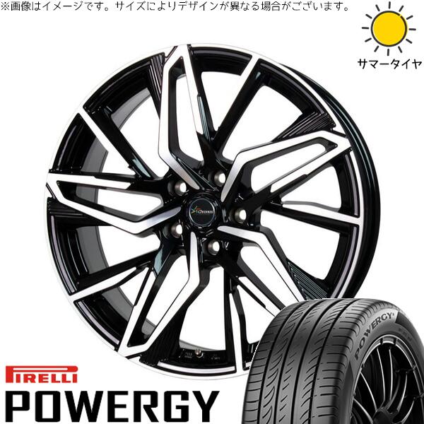 ピレリ パワジー 215/45R18 ＋ クロノス CH-112 メタリックブラックポリッシュ 18インチ 7J +38 5H114.3P サマー・ホイール4本セット。1枚目。