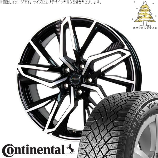 コンチネンタル バイキングコンタクト7 185/60R15 ＋ クロノス CH-112 メタリックブラックポリッシュ 15インチ 6J +43 5H100P スタッドレス・ホイール4本セット。1枚目。