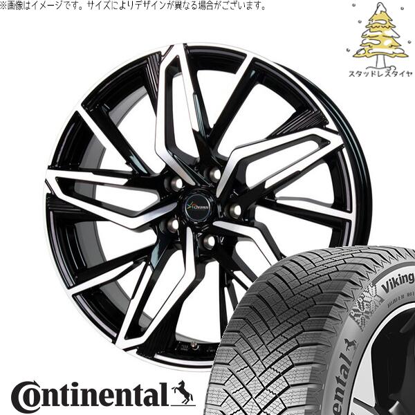 コンチネンタル バイキングコンタクト エイト (VikingContact8) 225/55R18 ＋ クロノス CH-112 メタリックブラックポリッシュ 18インチ 7.0J +38 5H114.3P スタッドレス・ホイール4本セット。1枚目。