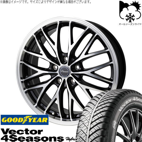 グッドイヤー ベクター4シーズンズ ハイブリッド 175/65R15 ＋ クロノス CH-113 メタリックブラックポリッシュ 15インチ 6J +43 5H100P オールシーズン・ホイール4本セット。1枚目。
