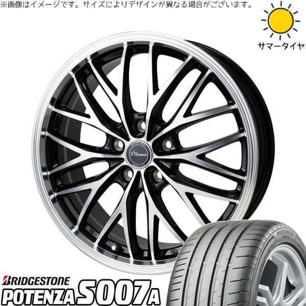 ブリヂストン ポテンザ S007A 205/45R17 ＋ クロノス CH-113 メタリックブラックポリッシュ 17インチ 7J +45 5H100P サマー・ホイール4本セット。1枚目。
