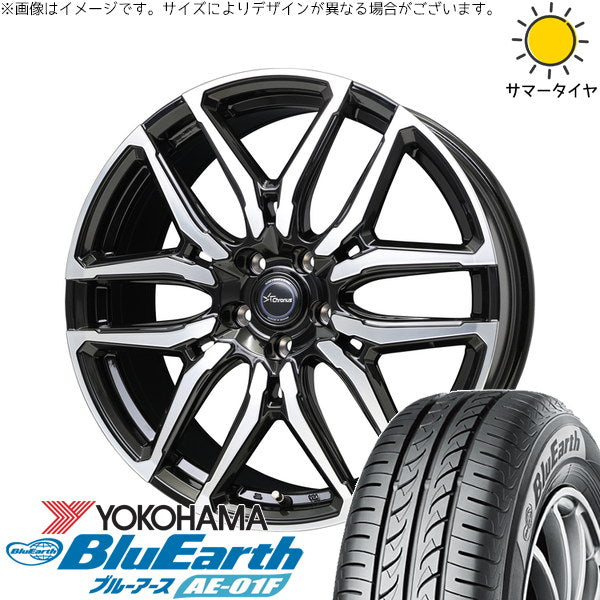 ヨコハマタイヤ ブルーアース AE01F 185/55R16 ＋ クロノス CH-114 ブラックポリッシュ 16インチ 6J +45 4H100P サマー・ホイール4本セット。1枚目。
