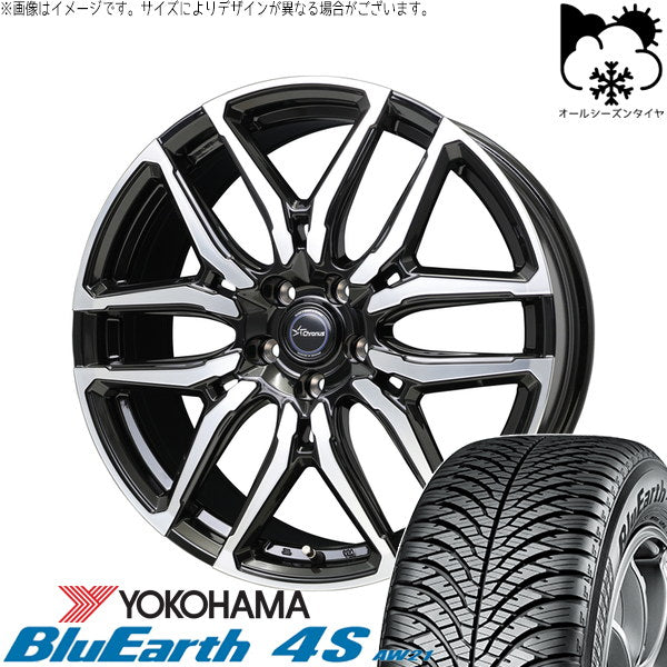 ヨコハマタイヤ ブルーアース4S AW21 165/65R14 ＋ クロノス CH-114 ブラックポリッシュ 14インチ 5J +38 4H100P オールシーズン・ホイール4本セット。1枚目。