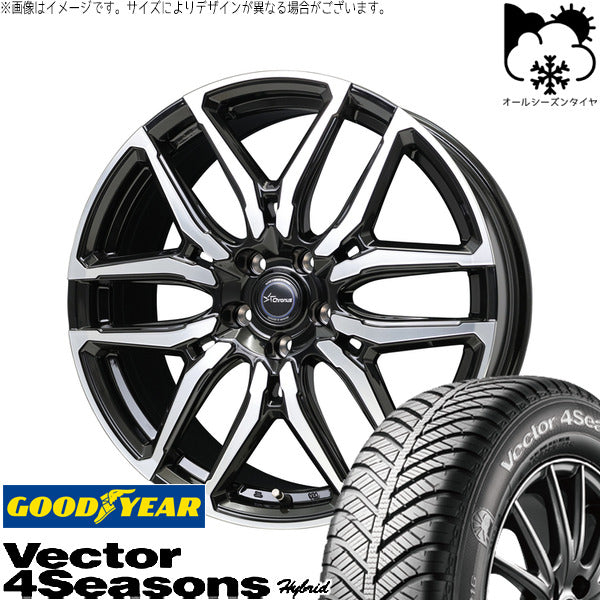 グッドイヤー ベクター4シーズンズ ハイブリッド 155/65R14 ＋ クロノス CH-114 ブラックポリッシュ 14インチ 4.5J +45 4H100P オールシーズン・ホイール4本セット。1枚目。