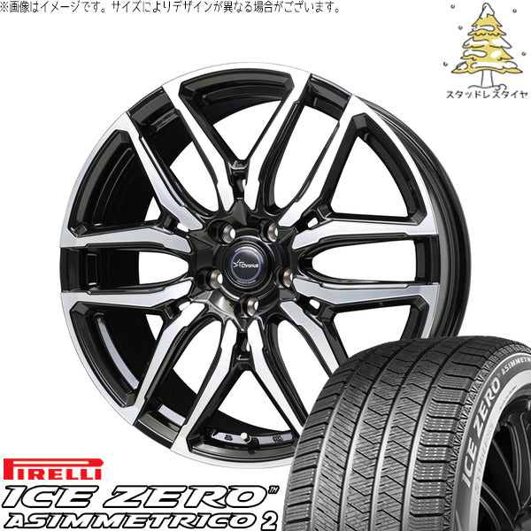 ピレリ アイスゼロアシンメトリコ2 225/60R17 ＋ クロノス CH-114 ブラックポリッシュ 17インチ 7J +45 5H100P スタッドレス・ホイール4本セット。1枚目。