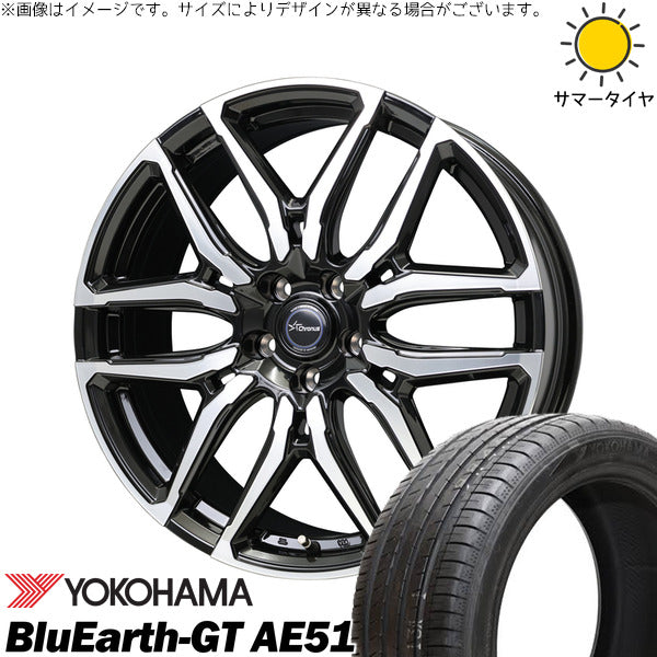 ヨコハマタイヤ ブルーアースGT AE51 225/50R18 ＋ クロノス CH-114 ブラックポリッシュ 18インチ 7J +38 5H114.3P サマー・ホイール4本セット。1枚目。
