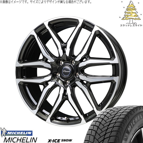 ミシュラン エックスアイス スノー 215/45R17 ＋ クロノス CH-114 ブラックポリッシュ 17インチ 7J +38 5H114.3P スタッドレス・ホイール4本セット。1枚目。