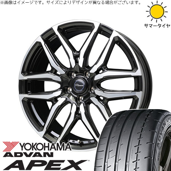 ヨコハマタイヤ アドバン エイペックス V601 225/45R19 ＋ クロノス CH-114 ブラックポリッシュ 19インチ 7J +38 5H114.3P サマー・ホイール4本セット。1枚目。