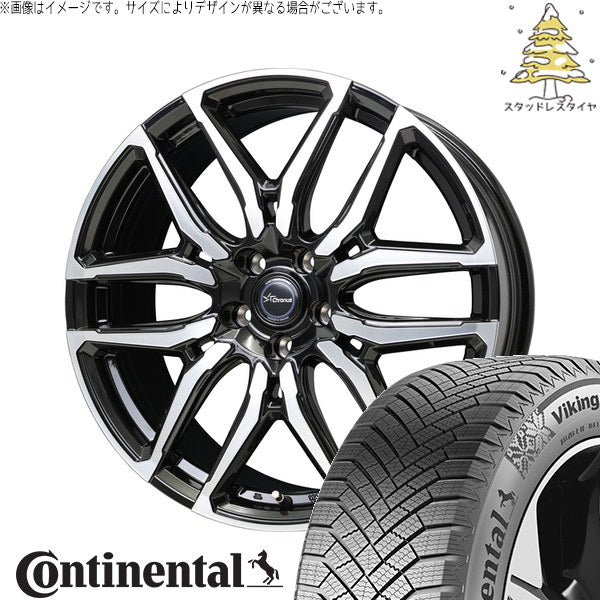 コンチネンタル バイキングコンタクト8 225/60R18 ＋ クロノス CH-114 ブラックポリッシュ 18インチ 7J +53 5H114.3P スタッドレス・ホイール4本セット。1枚目。