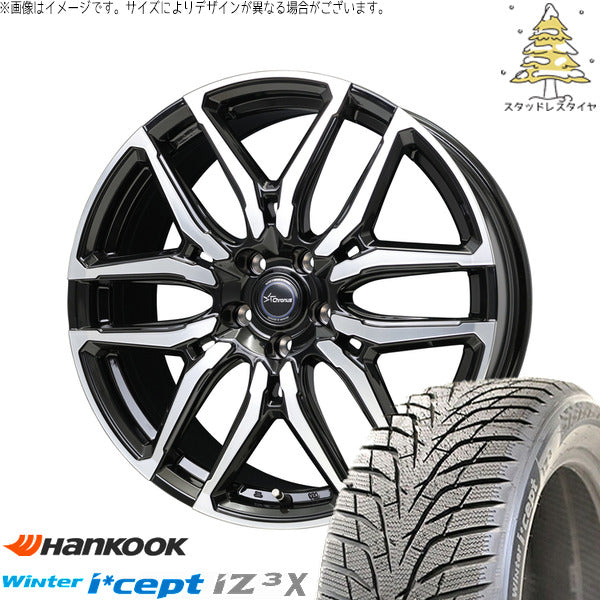 ハンコック ウィンターアイセプト IZ3X W636A 225/55R19 ＋ クロノス CH-114 ブラックポリッシュ 19インチ 7J +38 5H114.3P スタッドレス・ホイール4本セット。1枚目。