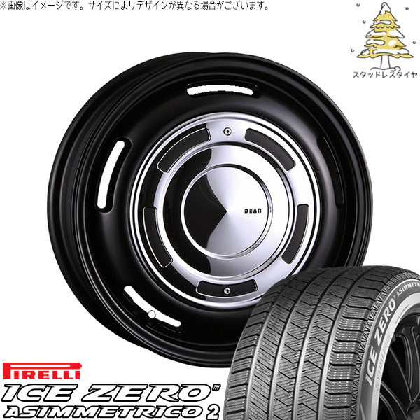 ピレリ アイスゼロアシンメトリコ2 195/55R16 ＋ ディーン クロスカントリー マットブラック 16インチ 6J +42 4H100P スタッドレス・ホイール4本セット。1枚目。