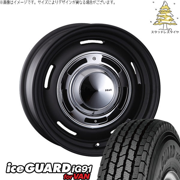 ヨコハマタイヤ アイスガード91 IG91 225/85R16 ＋ ディーン クロスカントリー マットブラック 16インチ 7J +25 6H139.7P スタッドレス・ホイール4本セット。1枚目。