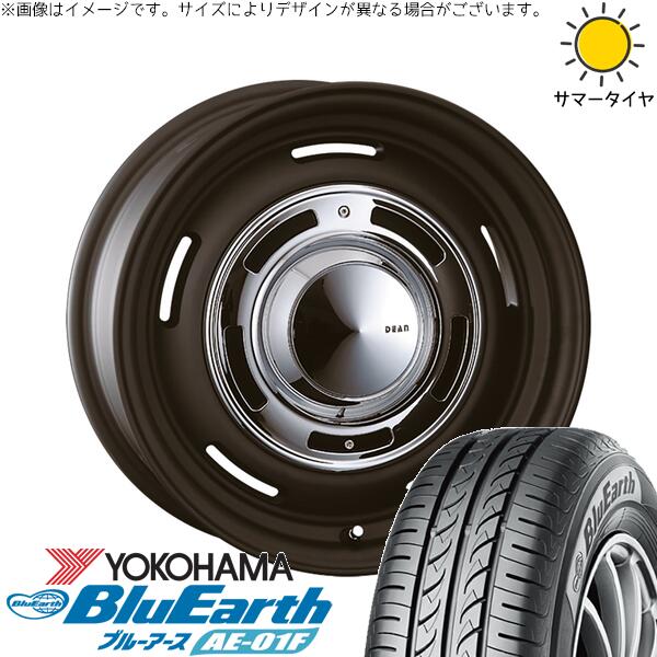 ヨコハマタイヤ ブルーアース AE-01F 195/55R16 ＋ ディーン クロスカントリー マットブラック 16インチ 6.5J +43 5H100P サマー・ホイール4本セット。1枚目。