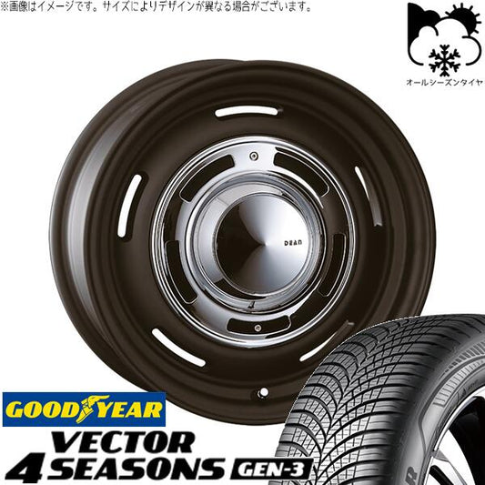 グッドイヤー ベクター4シーズンズ GEN-3 205/55R16 ＋ ディーン クロスカントリー マットブラック 16インチ 6.5J +43 5H100P オールシーズン・ホイール4本セット。1枚目。