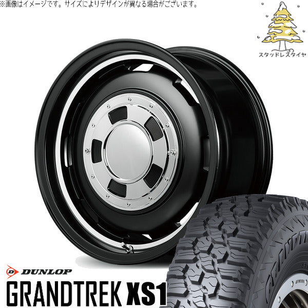 ダンロップ グラントレック XS1 185/85R16 ＋ MIDホイール ガルシア シスコ セミグロスブラック/リムヴァーレイポリッシュ 16インチ 5.5J +20 5H139.7P スタッドレス・ホイール4本セット。1枚目。