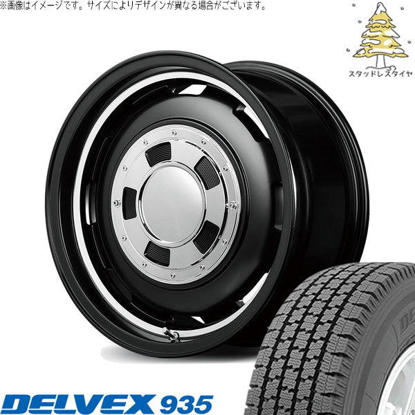 トーヨータイヤ デルベックス 935 195/80R15 ＋ MIDホイール ガルシア シスコ セミグロスブラック/リムヴァーレイポリッシュ 15インチ 6J +33 6H139.7P スタッドレス・ホイール4本セット。1枚目。