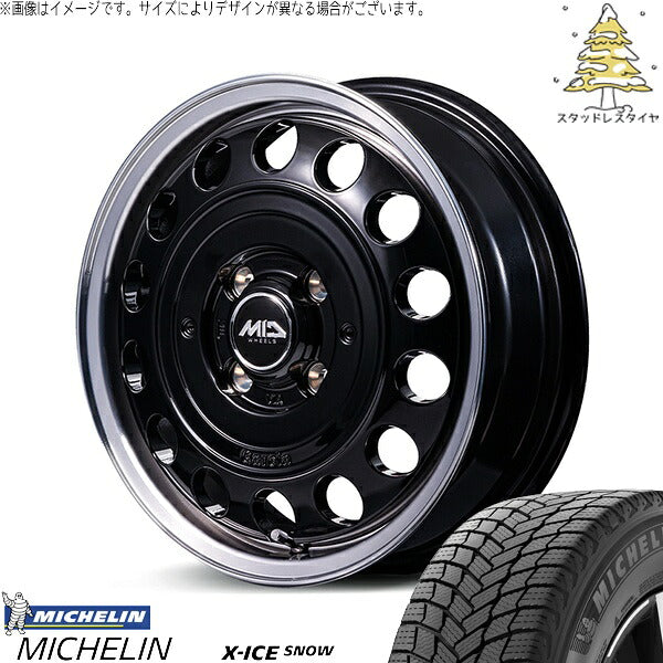 ミシュラン エックスアイス スノー (X-ICE SNOW) 165/55R15 ＋ MIDホイール ガルシア シスコ タイプ2 ブラックリムポリッシュ 15インチ 4.5J +45 4H100P スタッドレス・ホイール4本セット。1枚目。