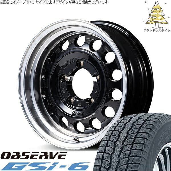 トーヨータイヤ オブザーブ Gsi-6 (OBSERVE Gsi-6) 225/70R16 ＋ MIDホイール ガルシア シスコ タイプ2 ブラックリムポリッシュ 16インチ 5.5J +20 5H139.7P スタッドレス・ホイール4本セット。1枚目。