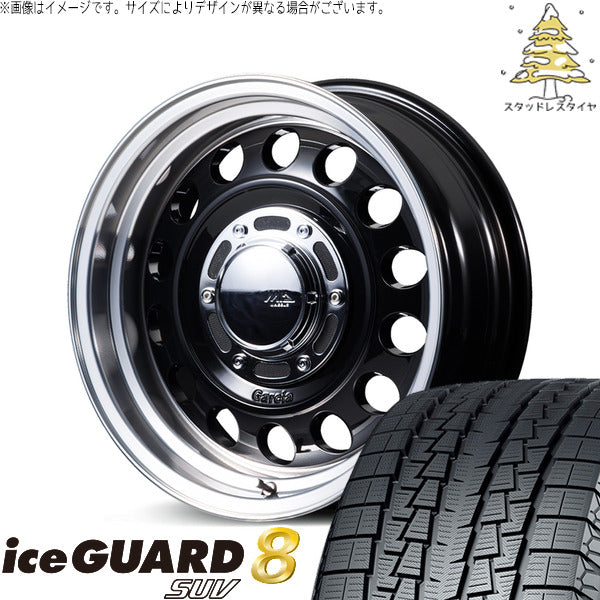 ヨコハマタイヤ アイスガード8 SUV 225/70R16 ＋ MIDホイール ガルシア シスコ タイプ2 ブラックリムポリッシュ 16インチ 5.5J +20 5H139.7P スタッドレス・ホイール4本セット。1枚目。